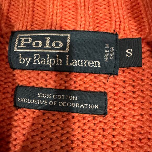 Polo Ralph Lauren Quarter Zip Cotton Sweater Men’s S Coral Orange - Picture 5 of 8